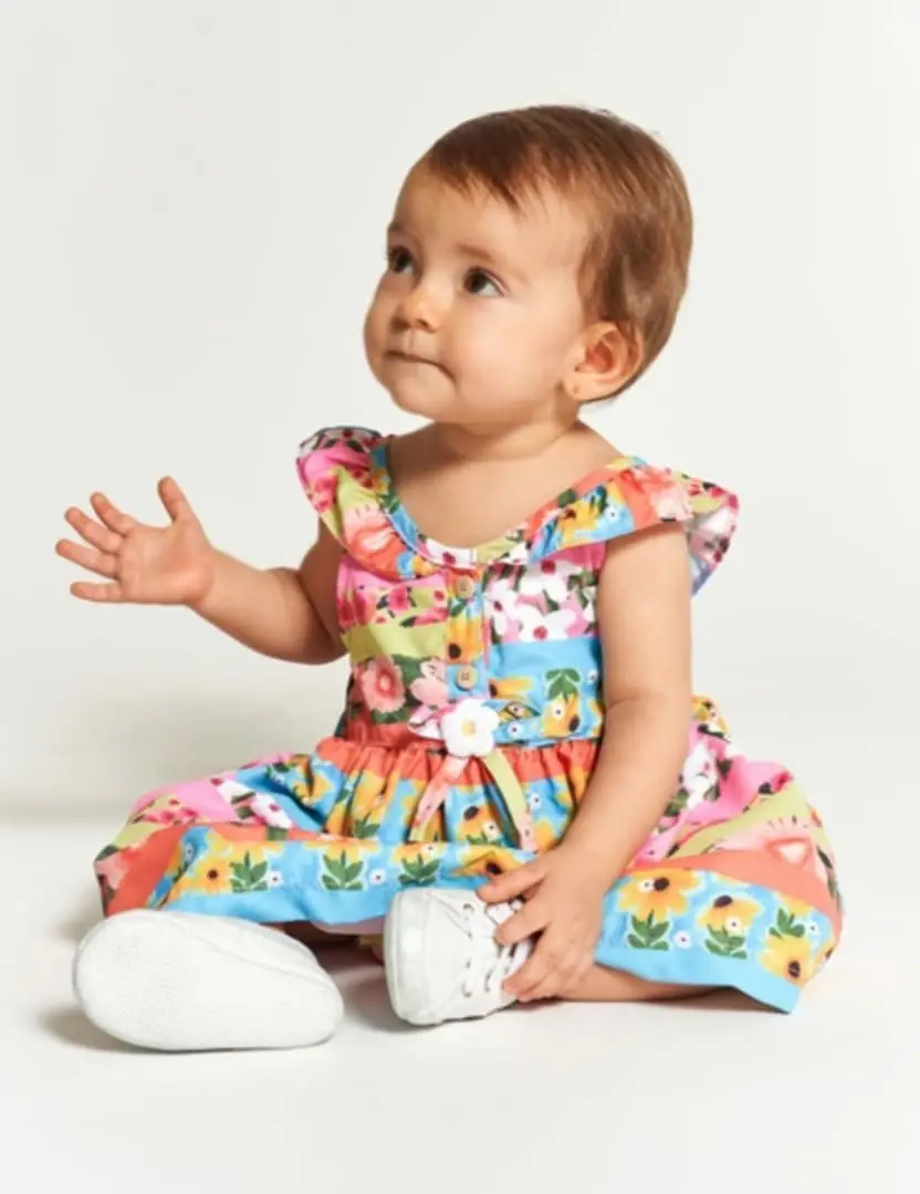 VESTIDO ALPHABETO EM TECIDO DE ALGODAO 